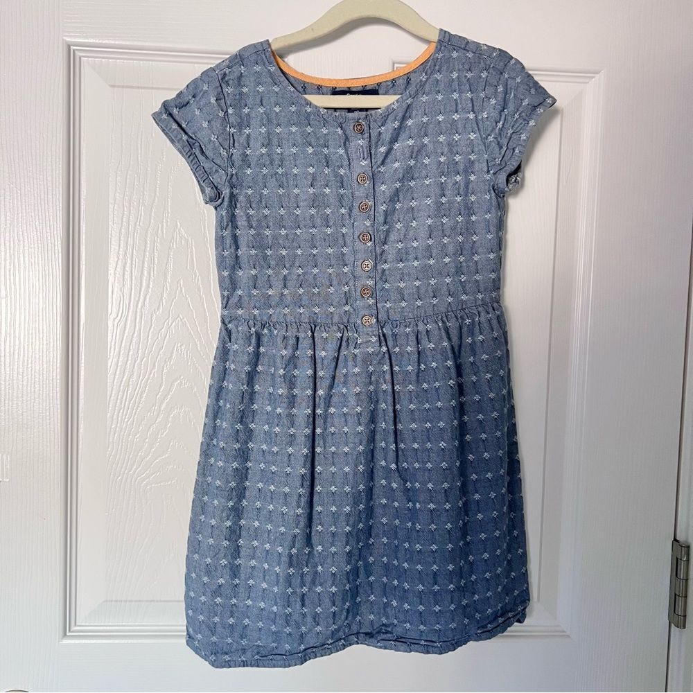 GAP Kids Woven Cotton Chambray Dress Blue Girls Small 6-7 Years Old EUC